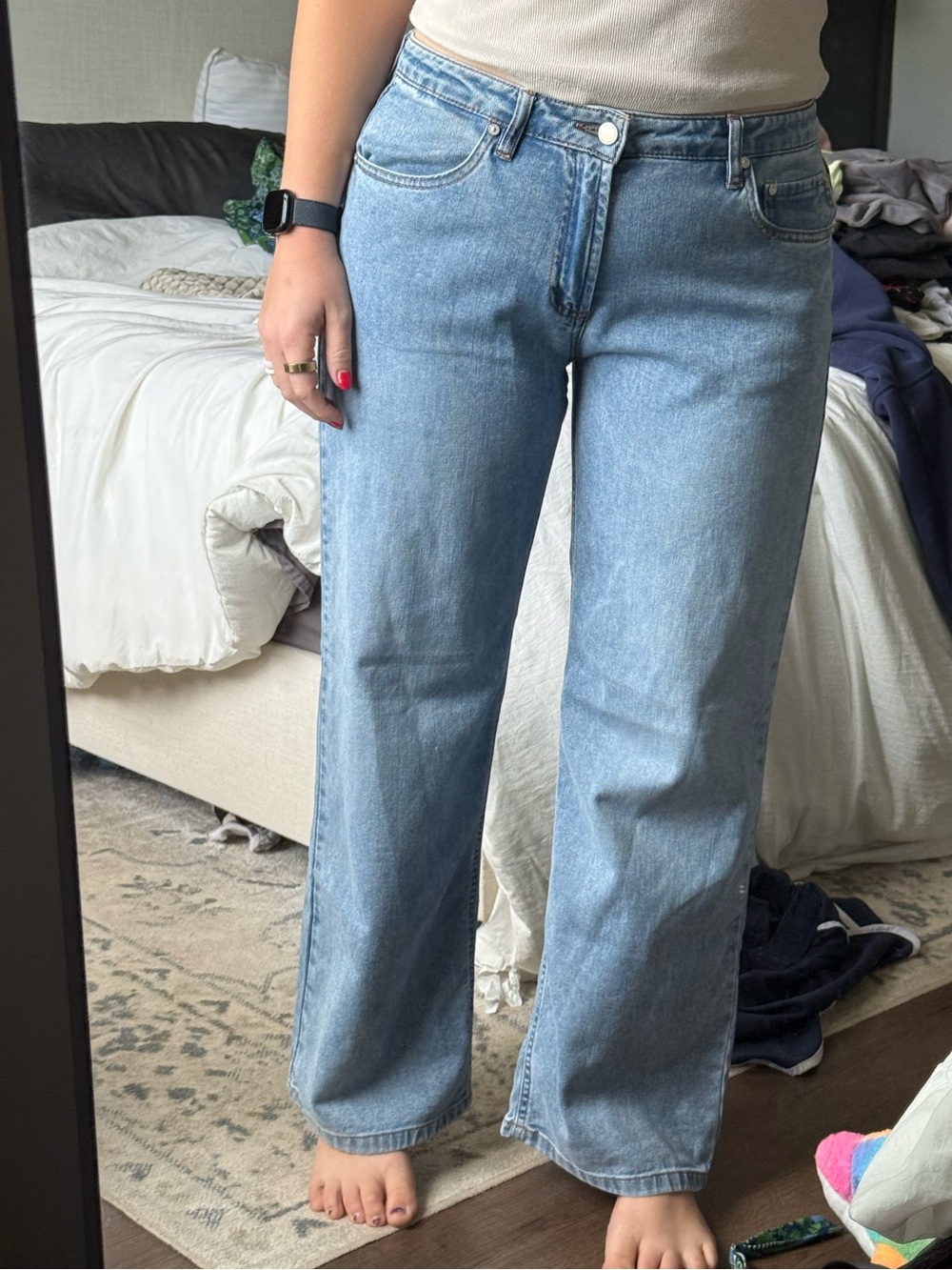 Oat New York cloud Luxe Light Wash Wide-Leg Jeans